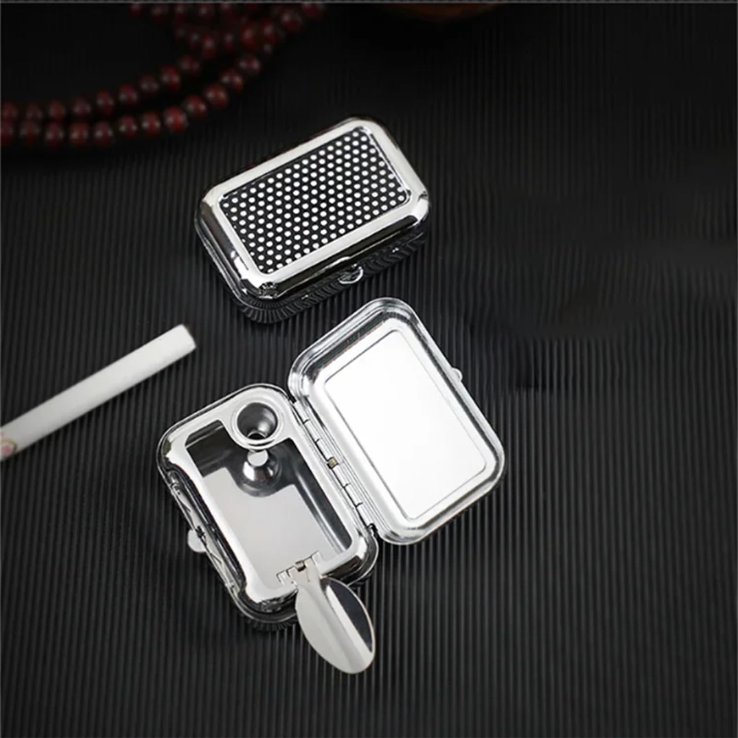 ALANES Mini Compact Stainless Steel Portable Ashtray Portable